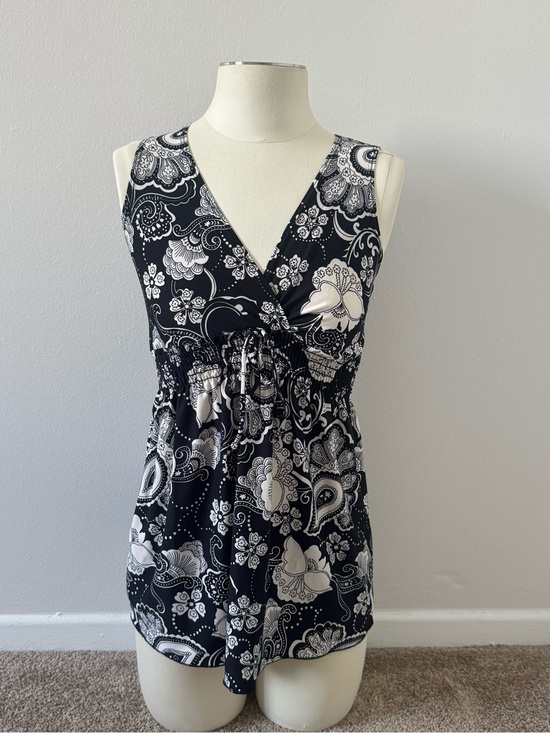 Digital Clothing Tops - Y2K Digit@l Clothing Black & White Paisley Tunic Top